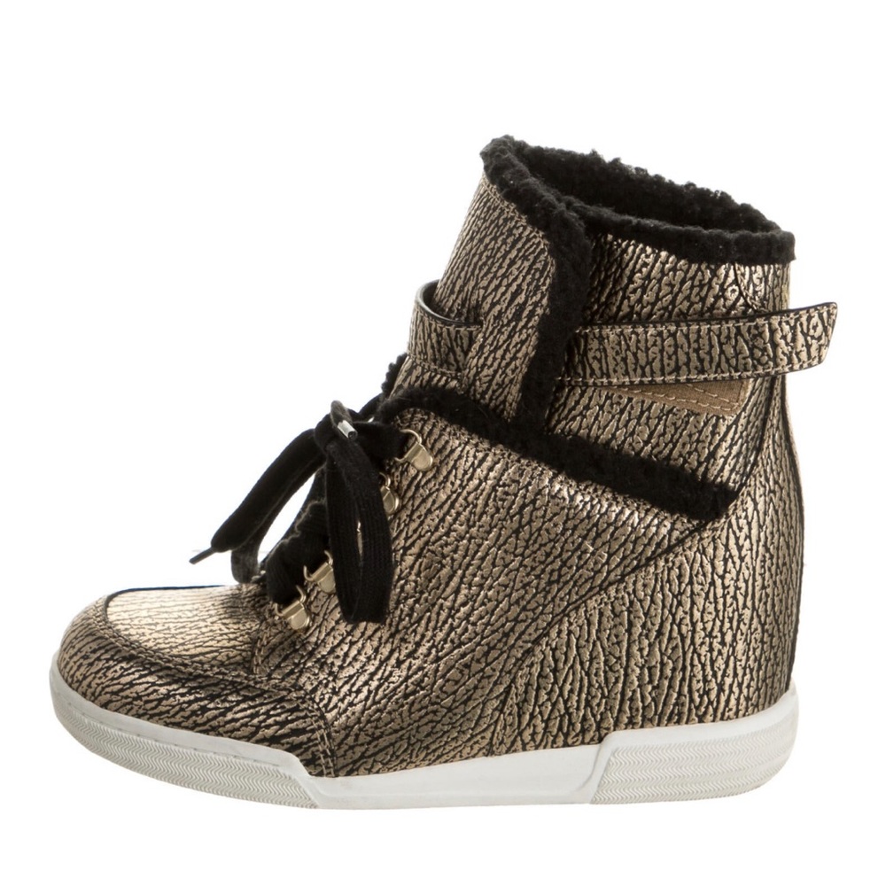 Gold with Fur Marc by Marc Jacobs High Top Wedge Sneakers size 37